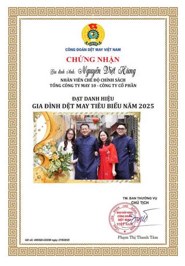 Vinh danh gia đình CNLĐ Dệt May tiêu biểu năm 2025