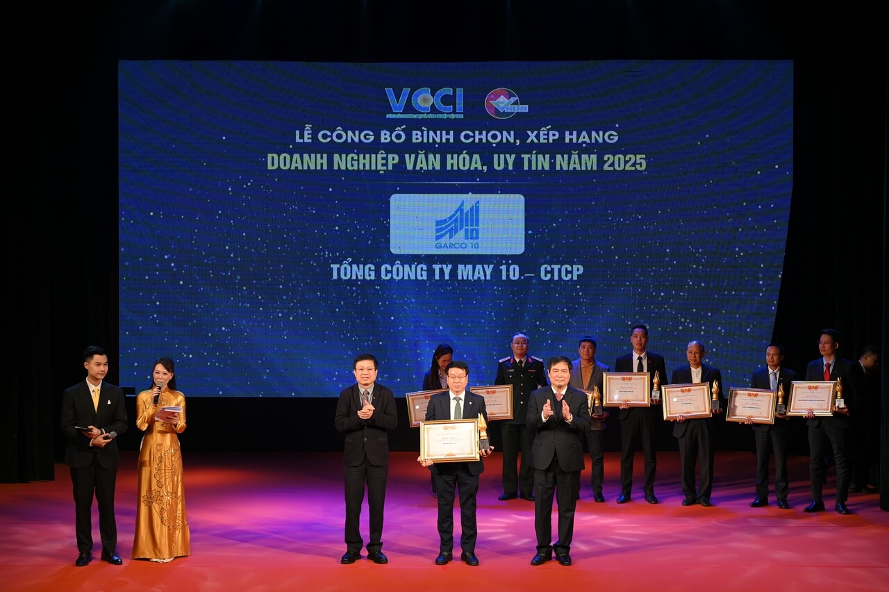 TCT MAY 10 ĐƯỢC VINH DANH “DOANH NGHIỆP VĂN HÓA, UY TÍN NĂM 2025”