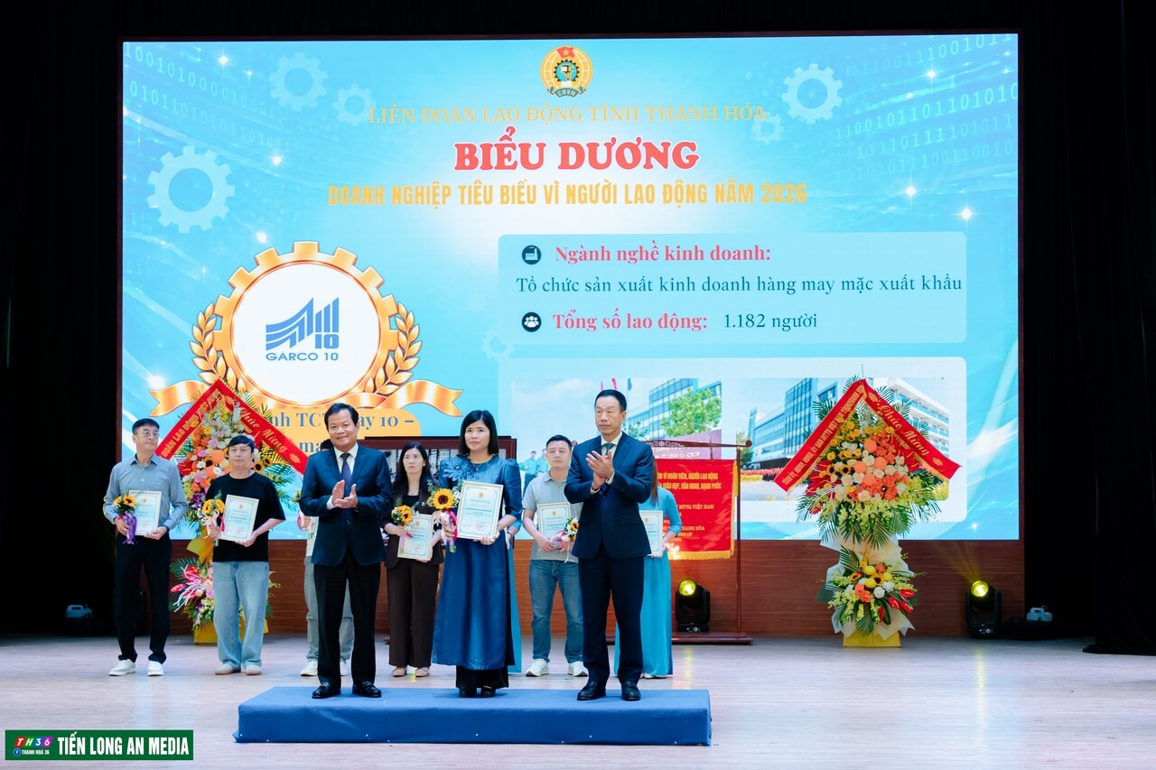 Xí nghiệp May Bỉm Sơn vinh dự nhận danh hiệu “Doanh nghiệp vì người lao động năm 2026” tỉnh Thanh Hóa